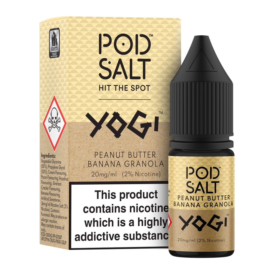 Pod Salt | Nicotine Salt E-liquid | Yogi Peanut Butter Banana Granola Pod Salt UK Pod Salt | Nicotine Salt E-liquid | Yogi Peanut Butter Banana Granola Pod Salt UK