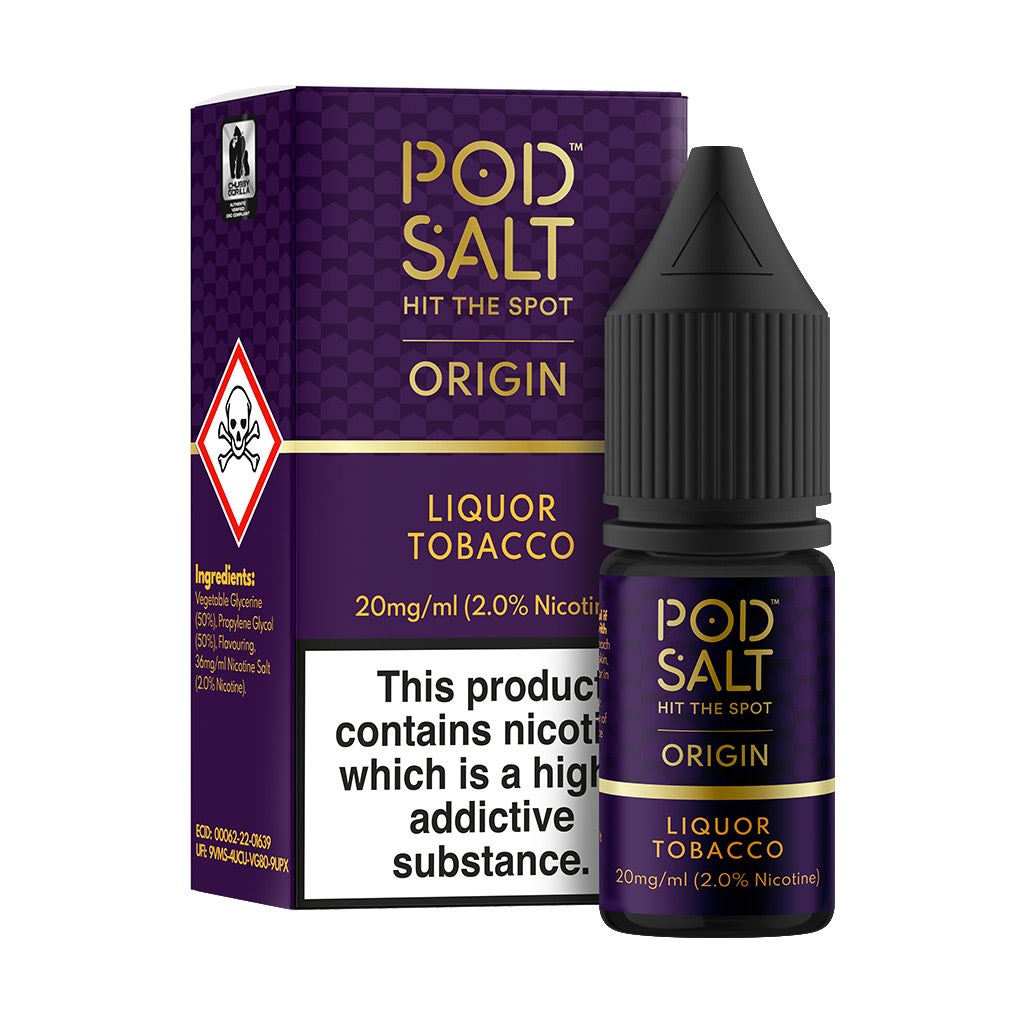 Pod Salt Origin Liquor Tobacco 10ml Nicotine Salt E-Liquid Pod Salt UK Pod Salt Origin Liquor Tobacco 10ml Nicotine Salt E-Liquid Pod Salt UK