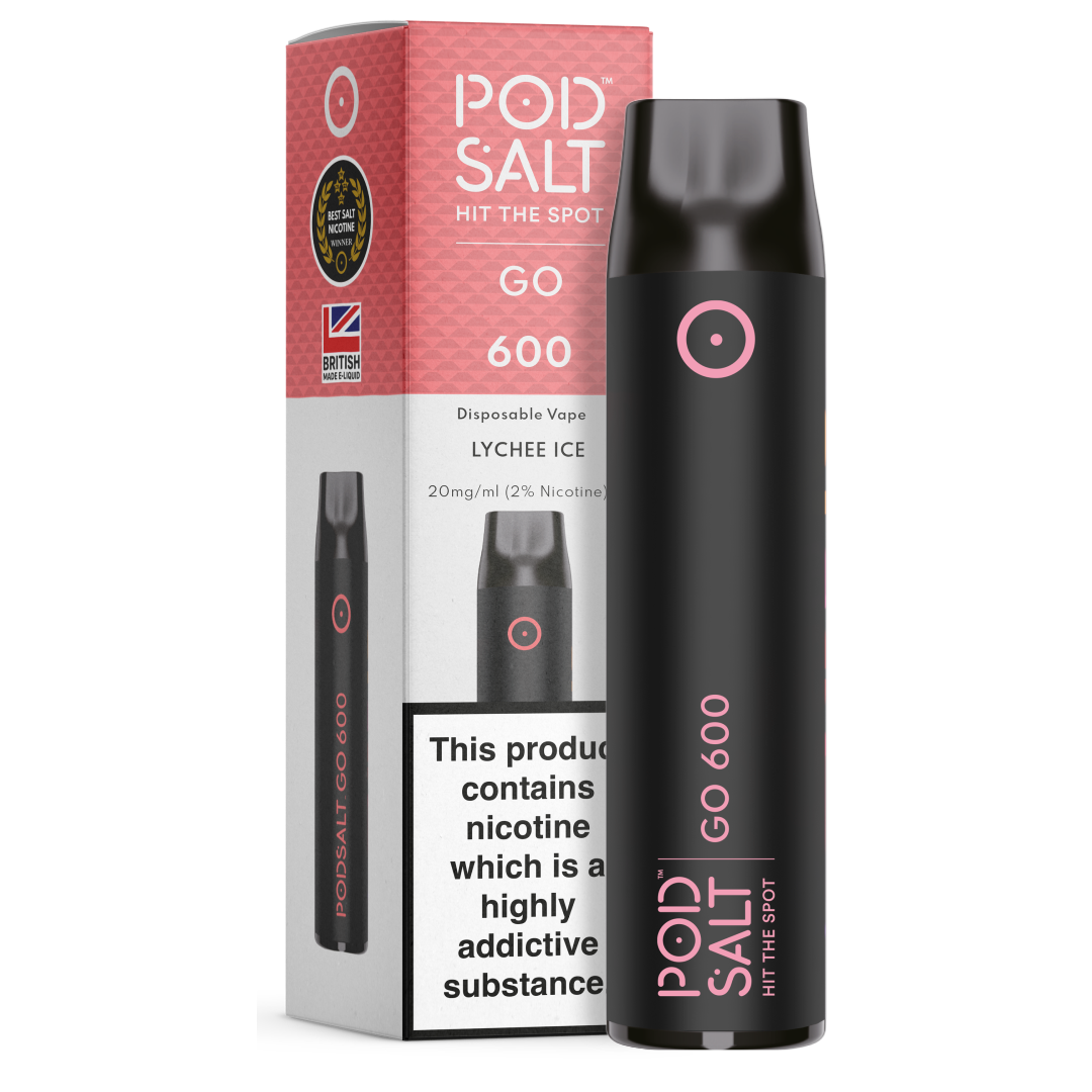 Pod Salt GO 600 Lychee Ice Disposable Device Pod Salt UK Pod Salt GO 600 Lychee Ice Disposable Device Pod Salt UK