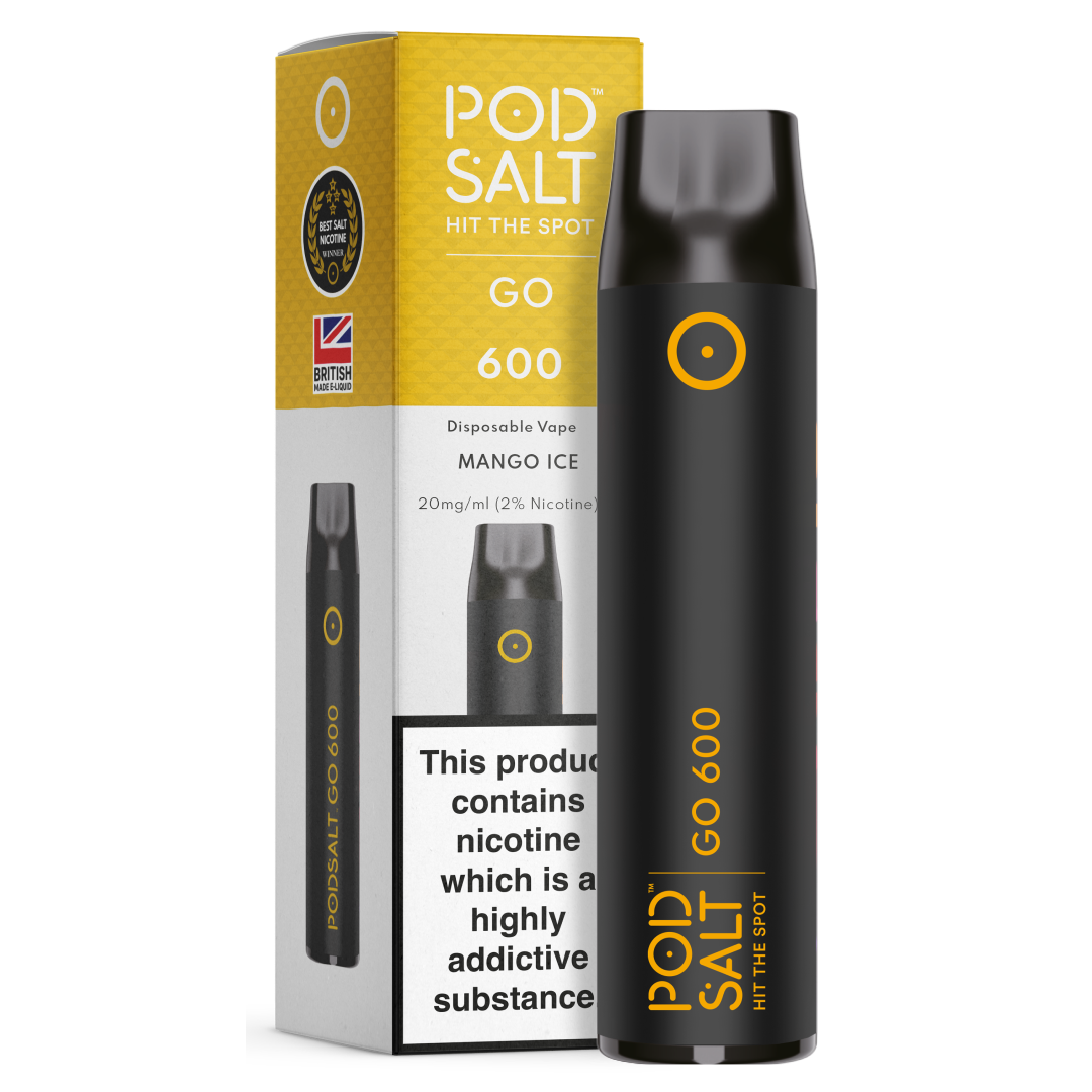 Pod Salt GO 600 Mango Ice Disposable Device Pod Salt UK Pod Salt GO 600 Mango Ice Disposable Device Pod Salt UK
