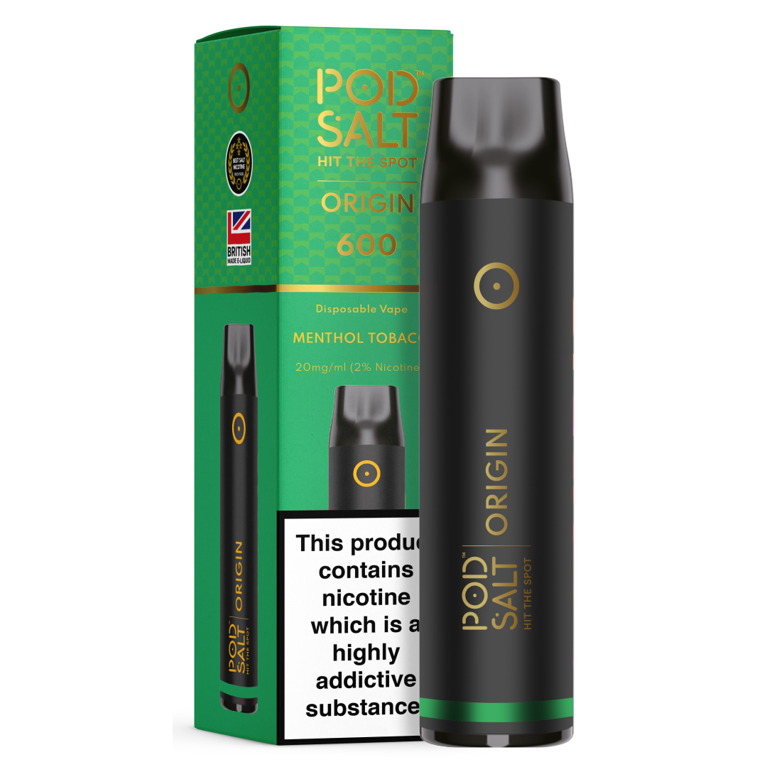 Pod Salt Origin GO 600 Menthol Tobacco Disposable Device Pod Salt UK Pod Salt Origin GO 600 Menthol Tobacco Disposable Device Pod Salt UK