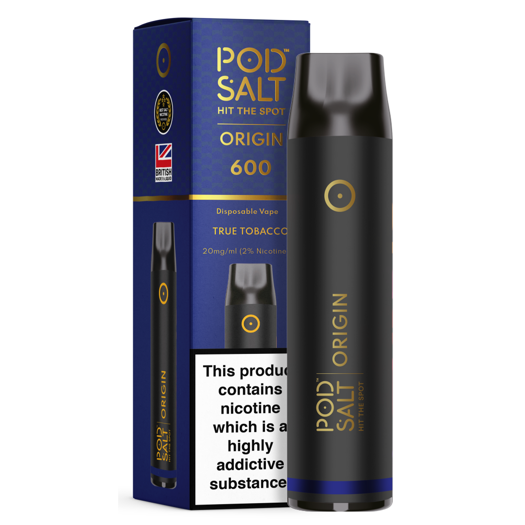 Pod Salt Origin GO 600 True Tobacco Disposable Device Pod Salt UK Pod Salt Origin GO 600 True Tobacco Disposable Device Pod Salt UK