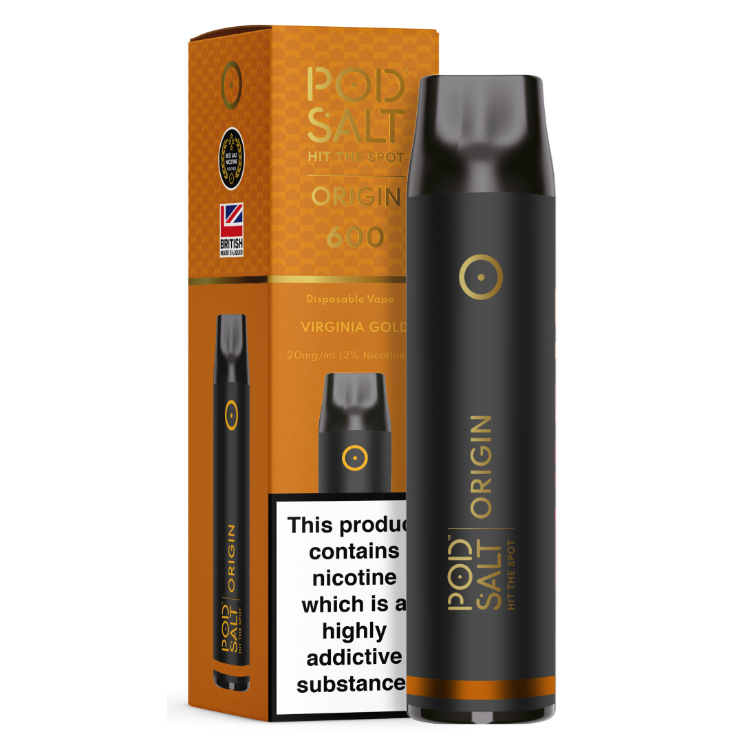 Pod Salt Origin GO 600 Virginia Gold Disposable Device Pod Salt UK Pod Salt Origin GO 600 Virginia Gold Disposable Device Pod Salt UK