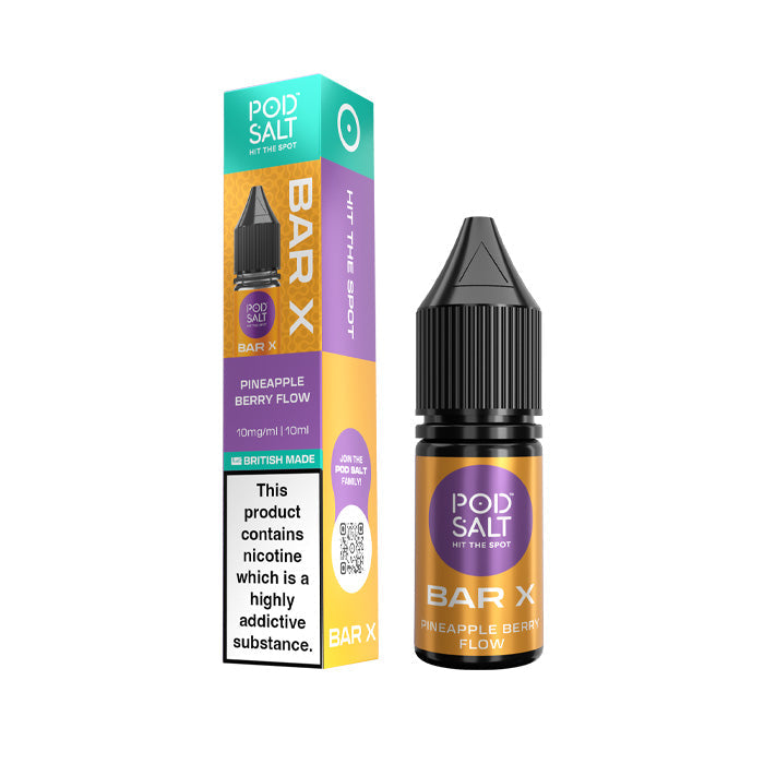 Pineapple Berry Flow Pod Salt Bar X Nic Salt Bottle and Box